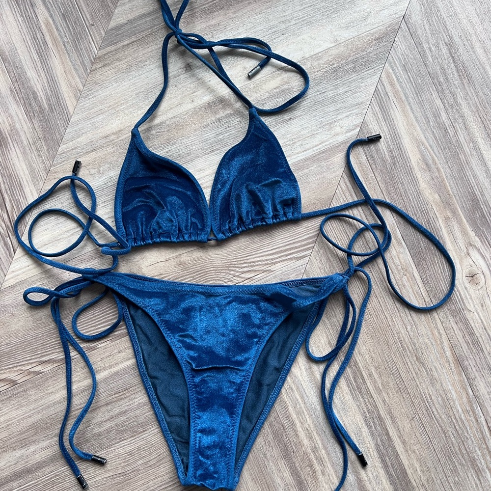 Triangl Swimwear Deep Blue Velvet Bikini